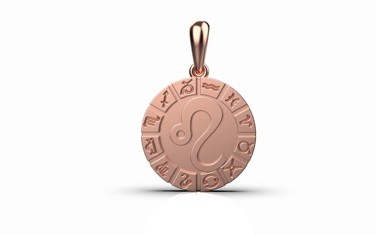 Zodiac pendant LEO model 40 3D print model_4