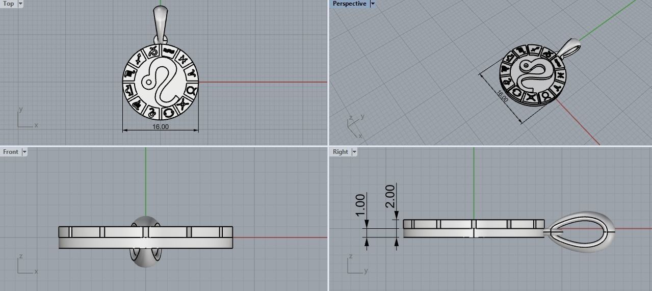 Zodiac pendant LEO model 40 3D print model_9