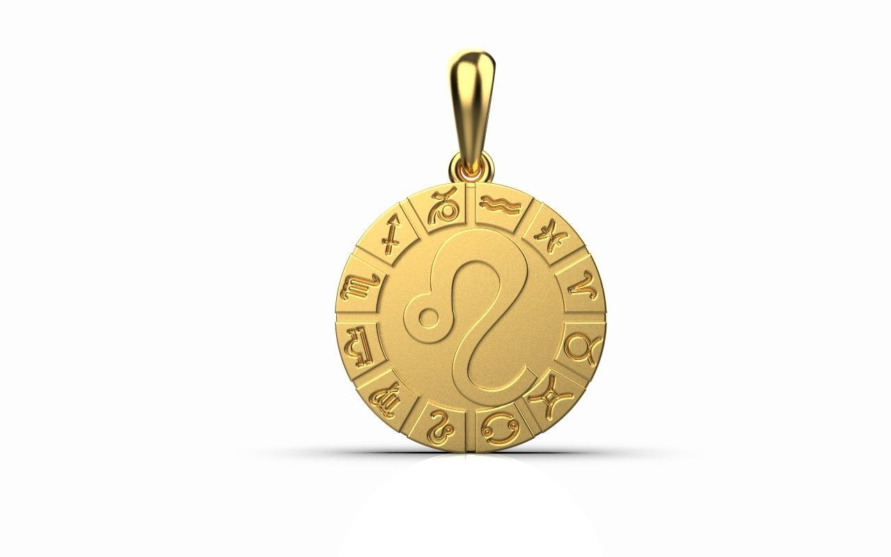 Zodiac pendant LEO model 40 3D print model_8