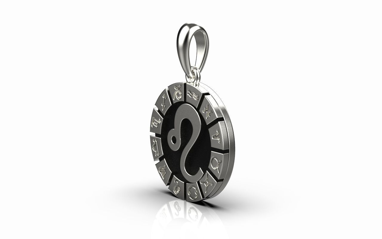 Zodiac pendant LEO model 40 3D print model_1