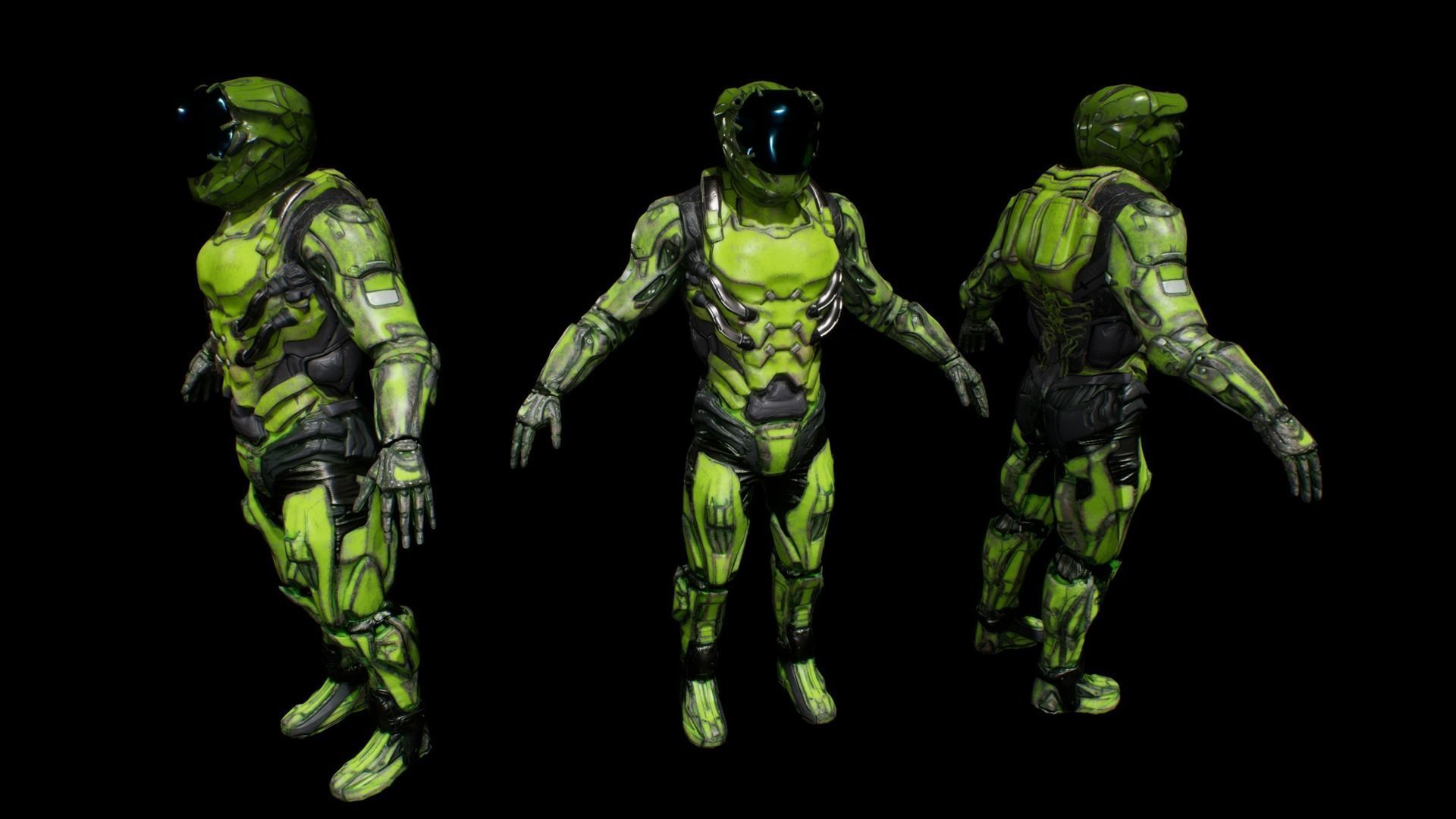 cyborg soldier v3  Low-poly 3D model_3