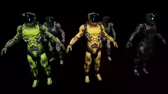 cyborg soldier v3  Low-poly 3D model