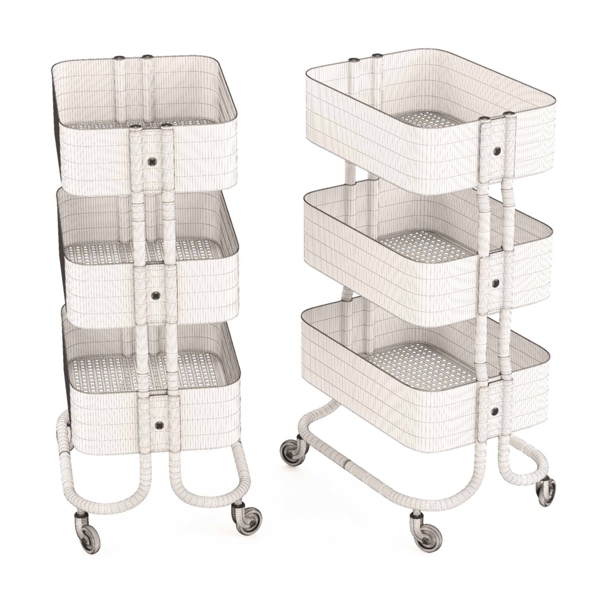 Rashult Ikea Metal Trolley and Shelving  3D model_7