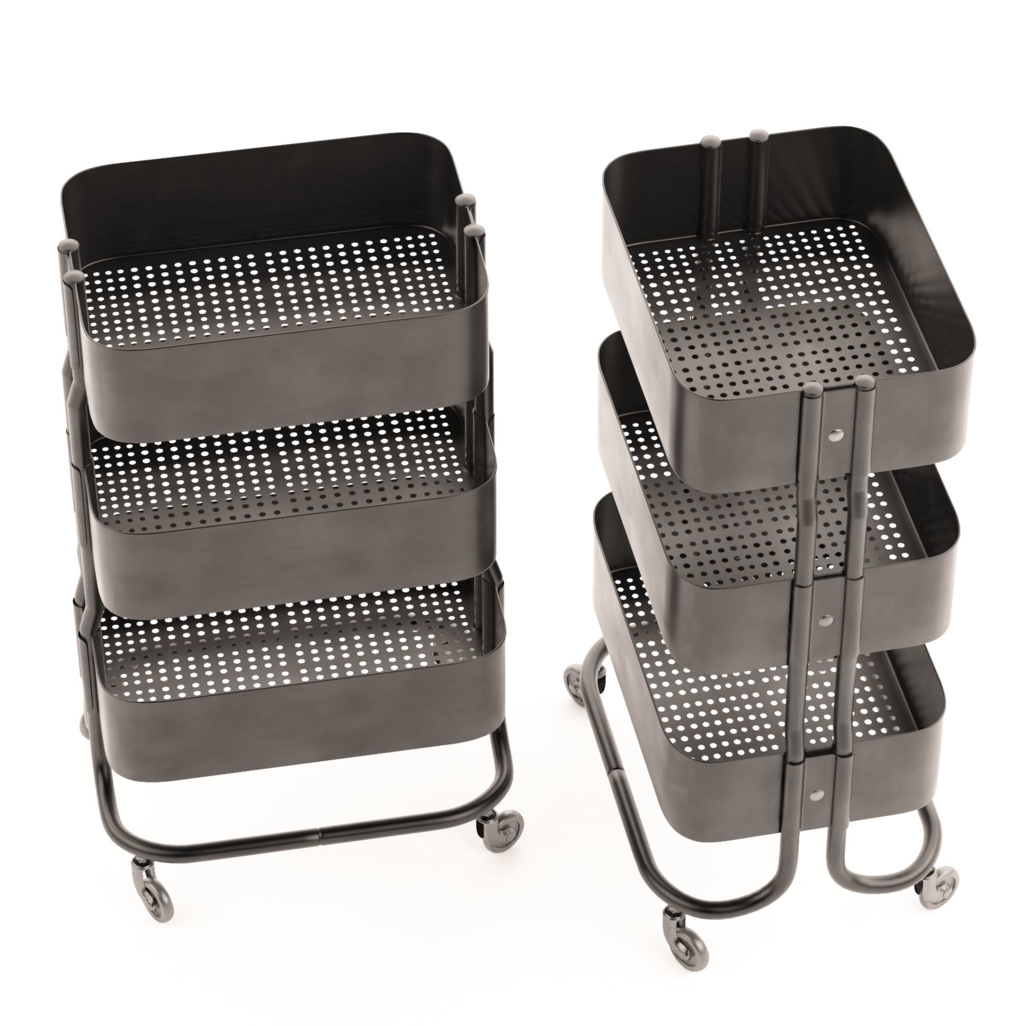 Rashult Ikea Metal Trolley and Shelving  3D model_3