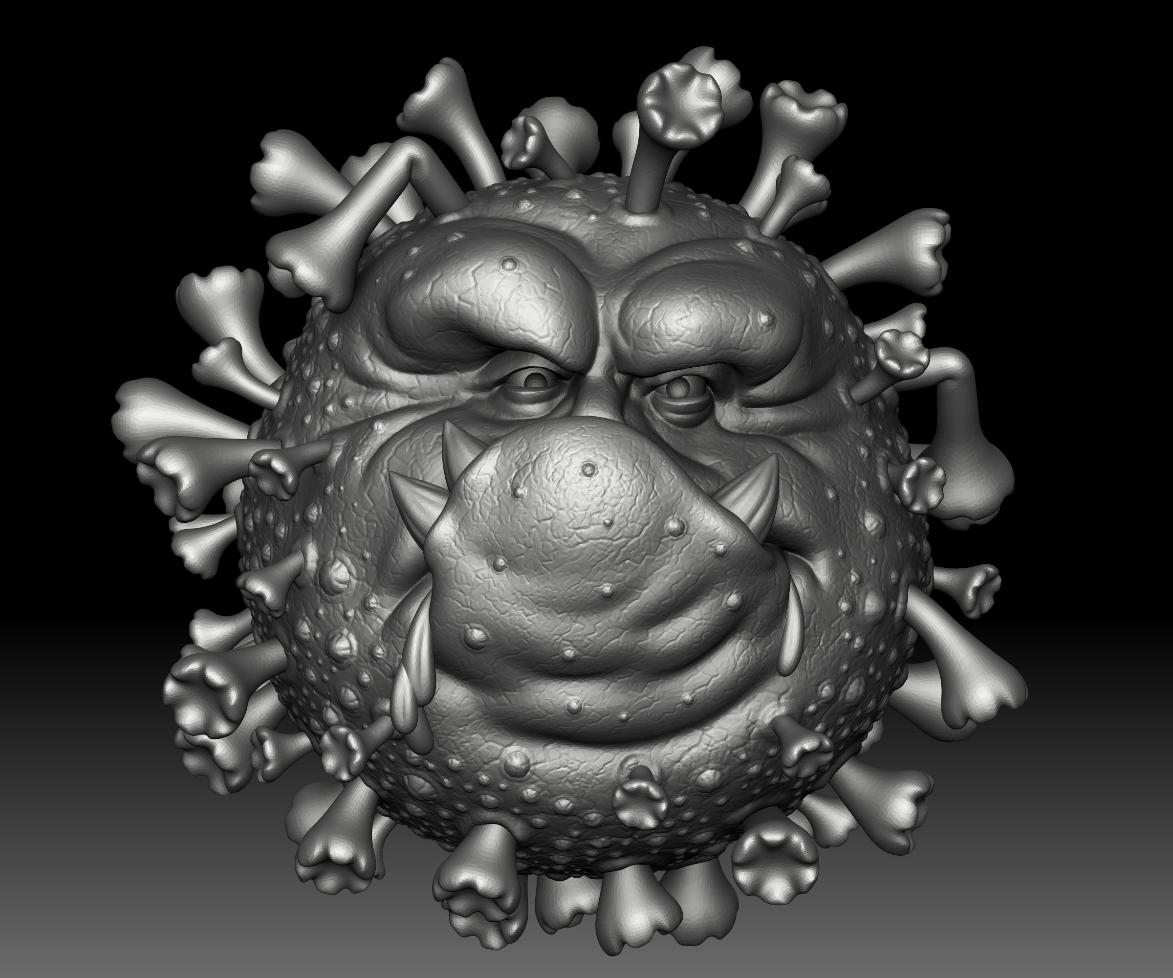 COVID-19 monster 3D printable Stay Negative STL file 3D print model_3
