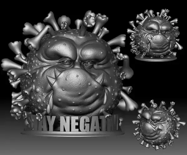 COVID-19 monster 3D printable Stay Negative STL file 3D print model