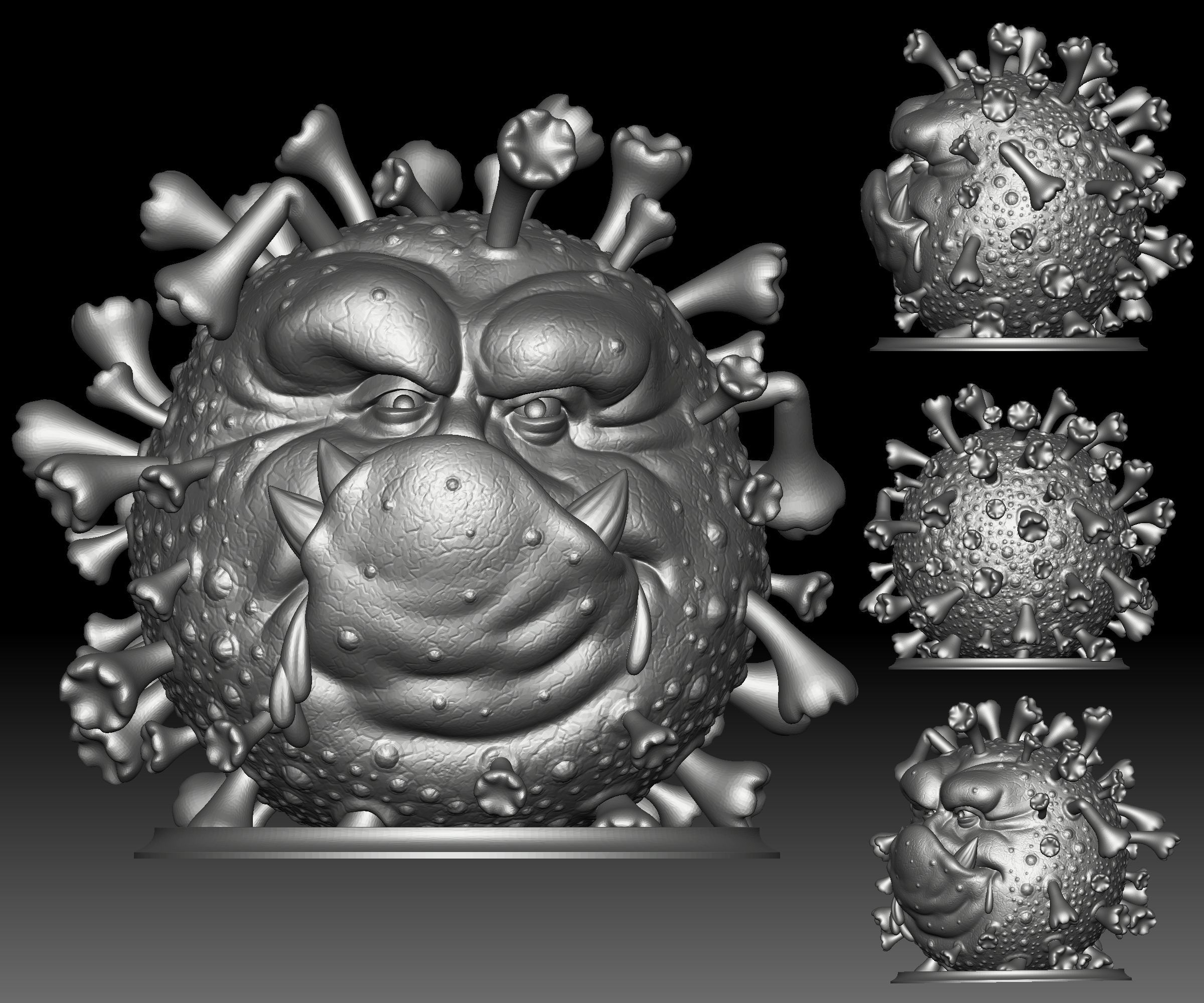 COVID-19 monster 3D printable Stay Negative STL file 3D print model_2