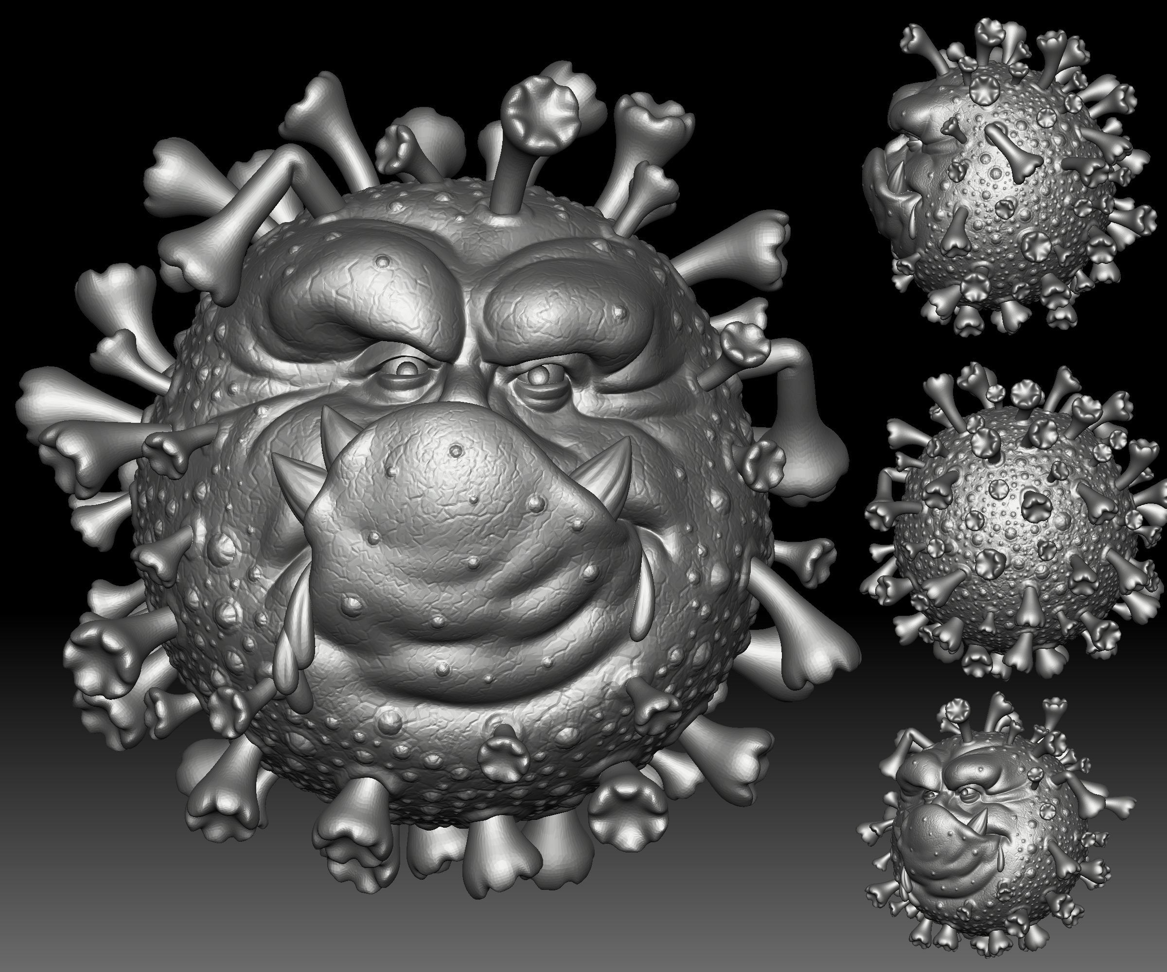 COVID-19 monster 3D printable Stay Negative STL file 3D print model_1