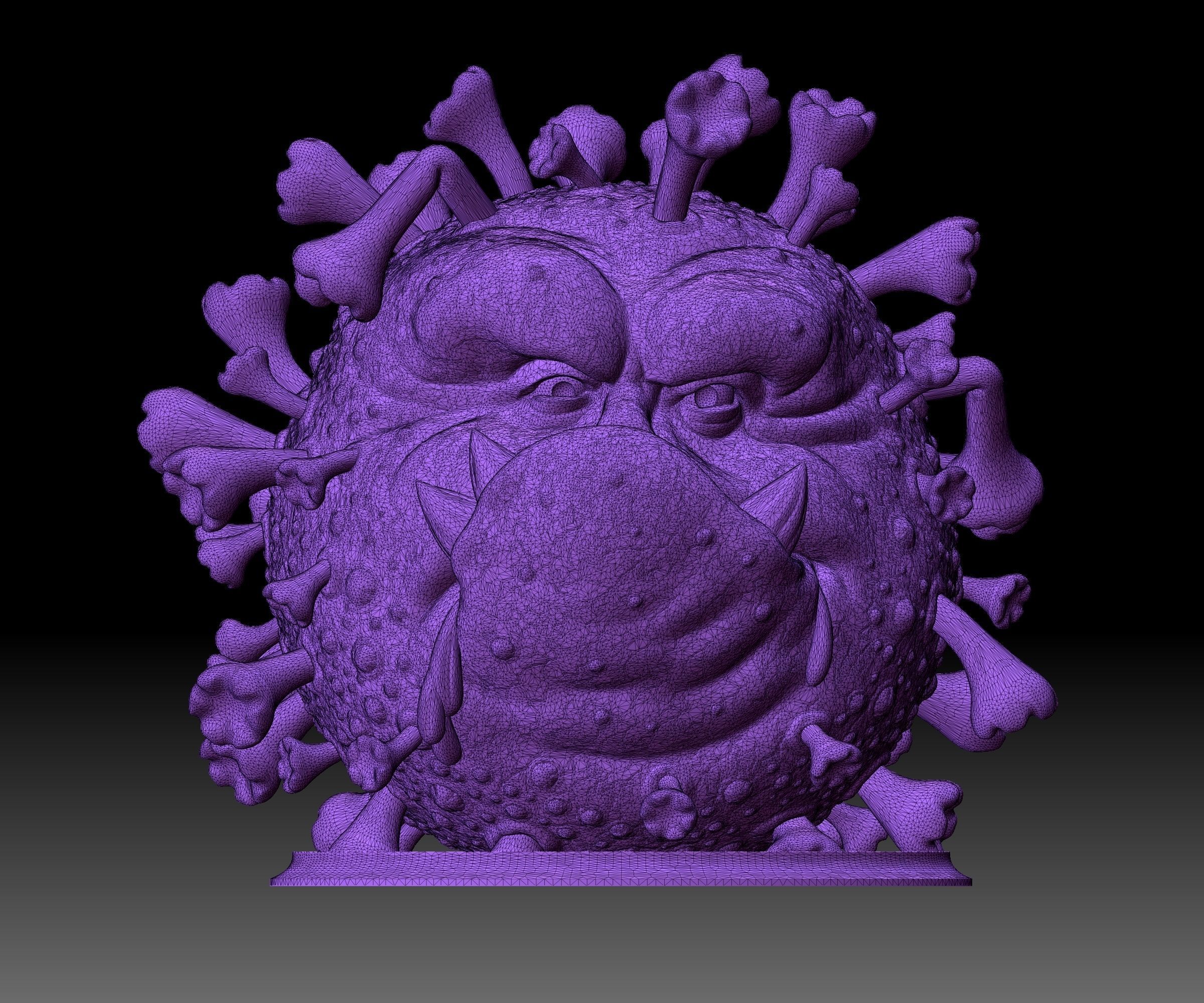 COVID-19 monster 3D printable Stay Negative STL file 3D print model_6