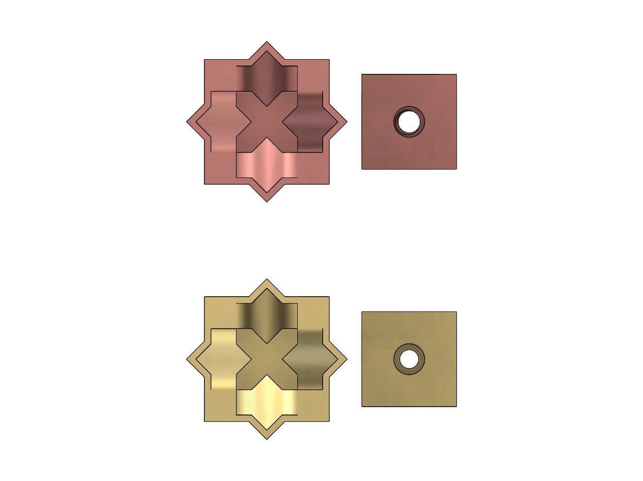 Moucharabih motif stud earring 3D print model_1