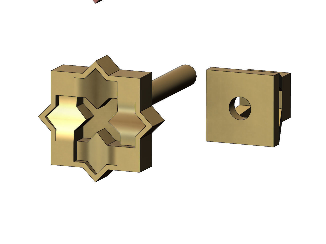 Moucharabih motif stud earring 3D print model_7