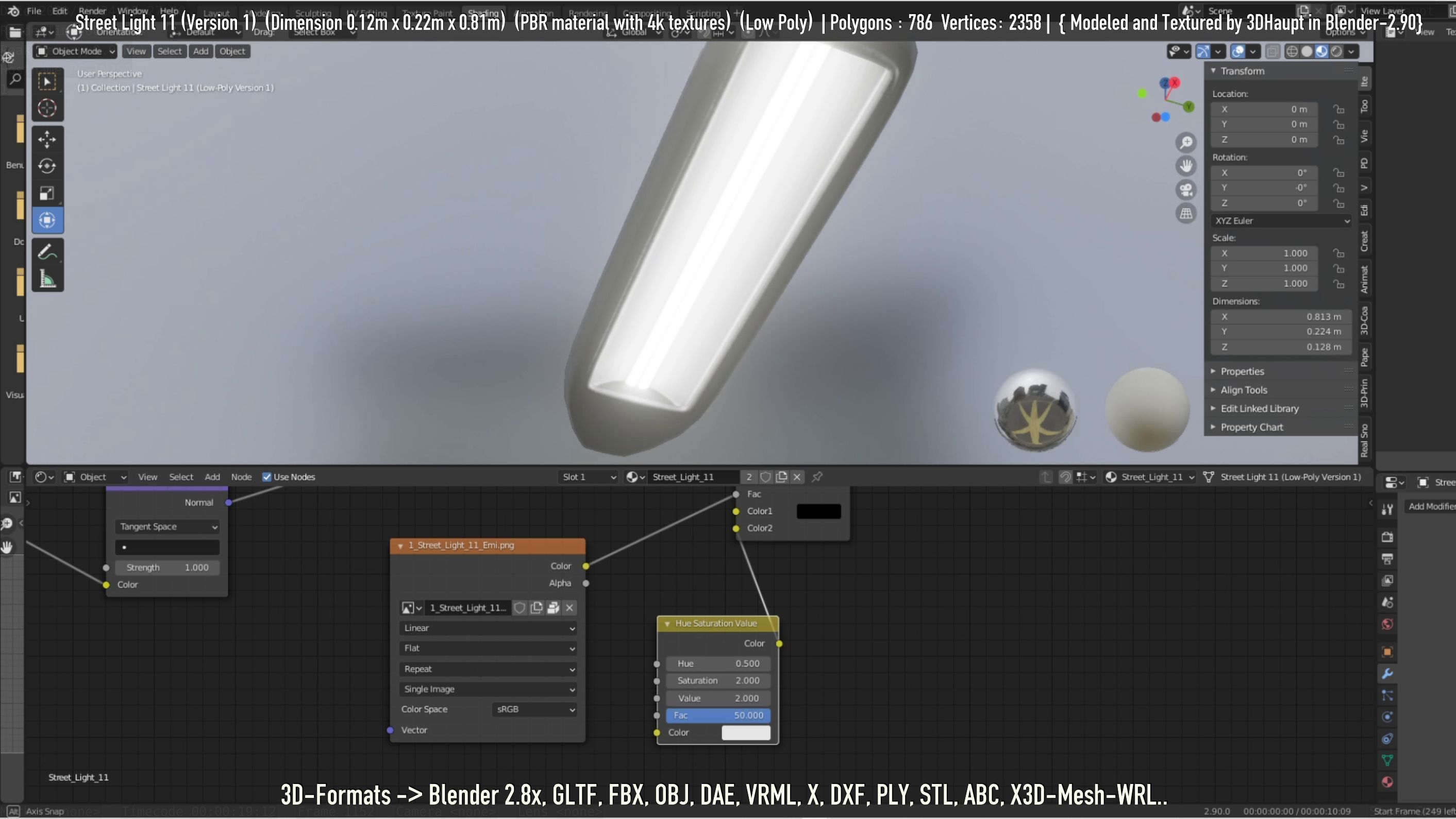 Street Light -11- Low-Poly Version -1- Low-poly 3D model_15