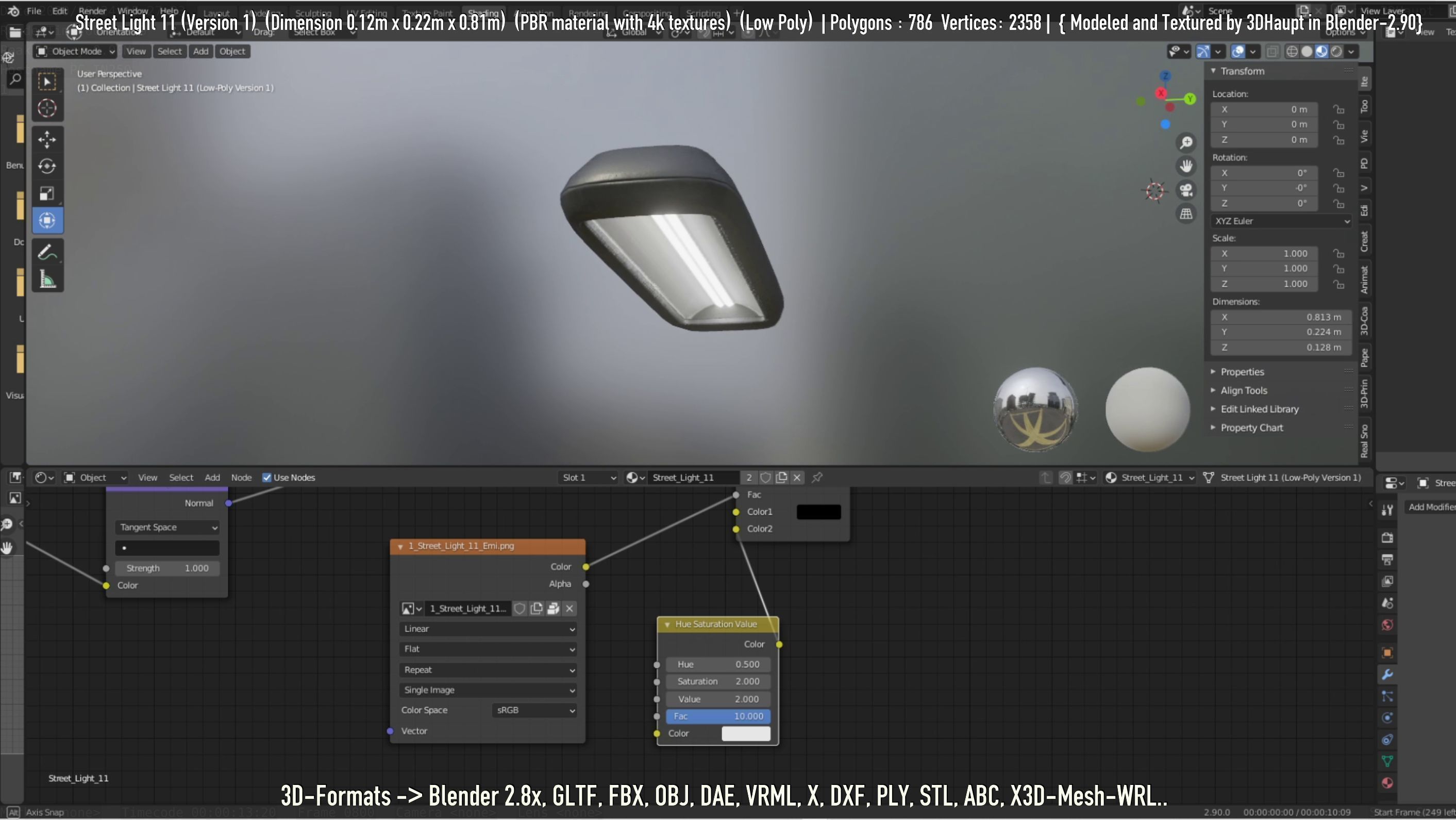 Street Light -11- Low-Poly Version -1- Low-poly 3D model_11