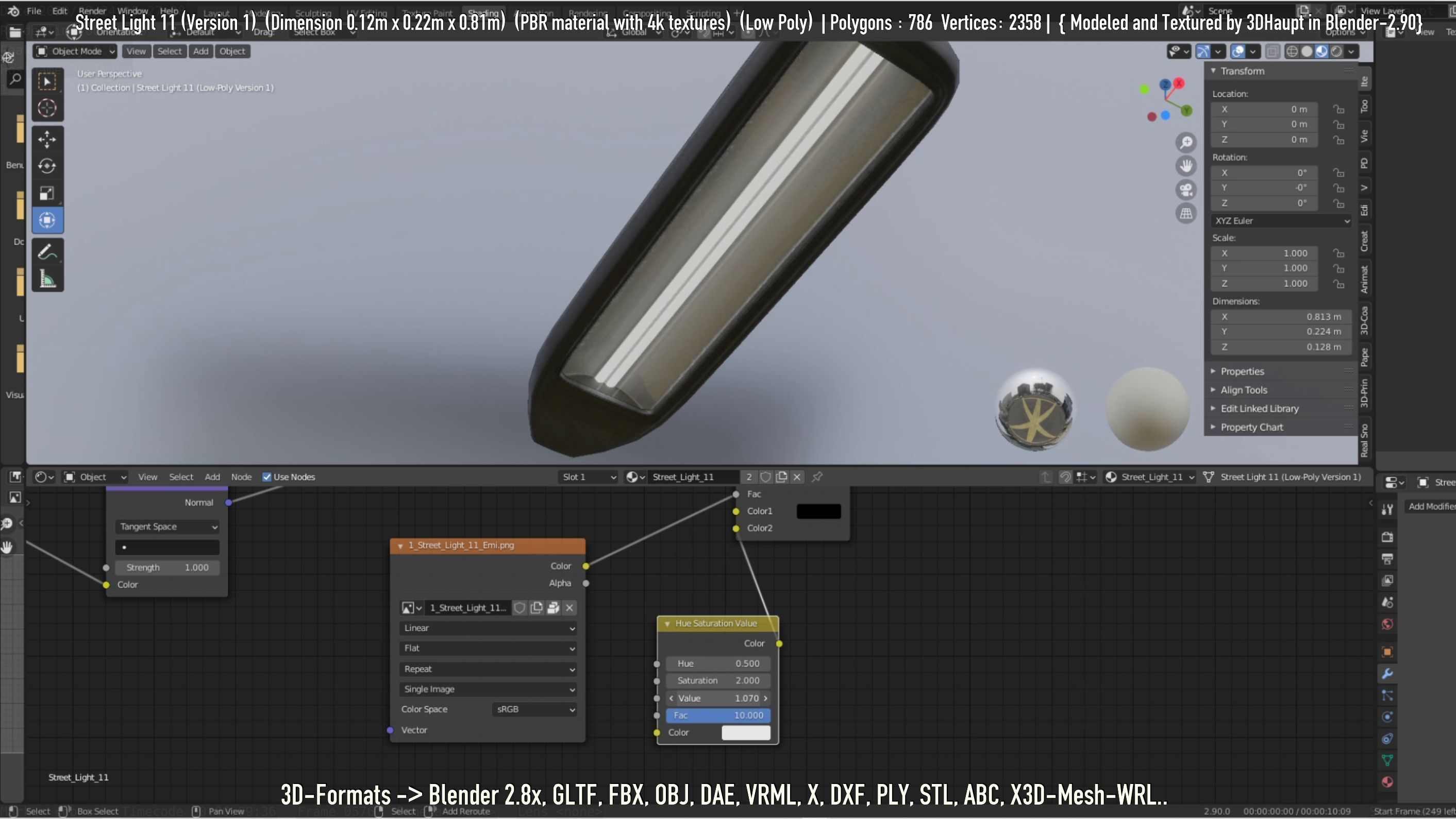 Street Light -11- Low-Poly Version -1- Low-poly 3D model_2