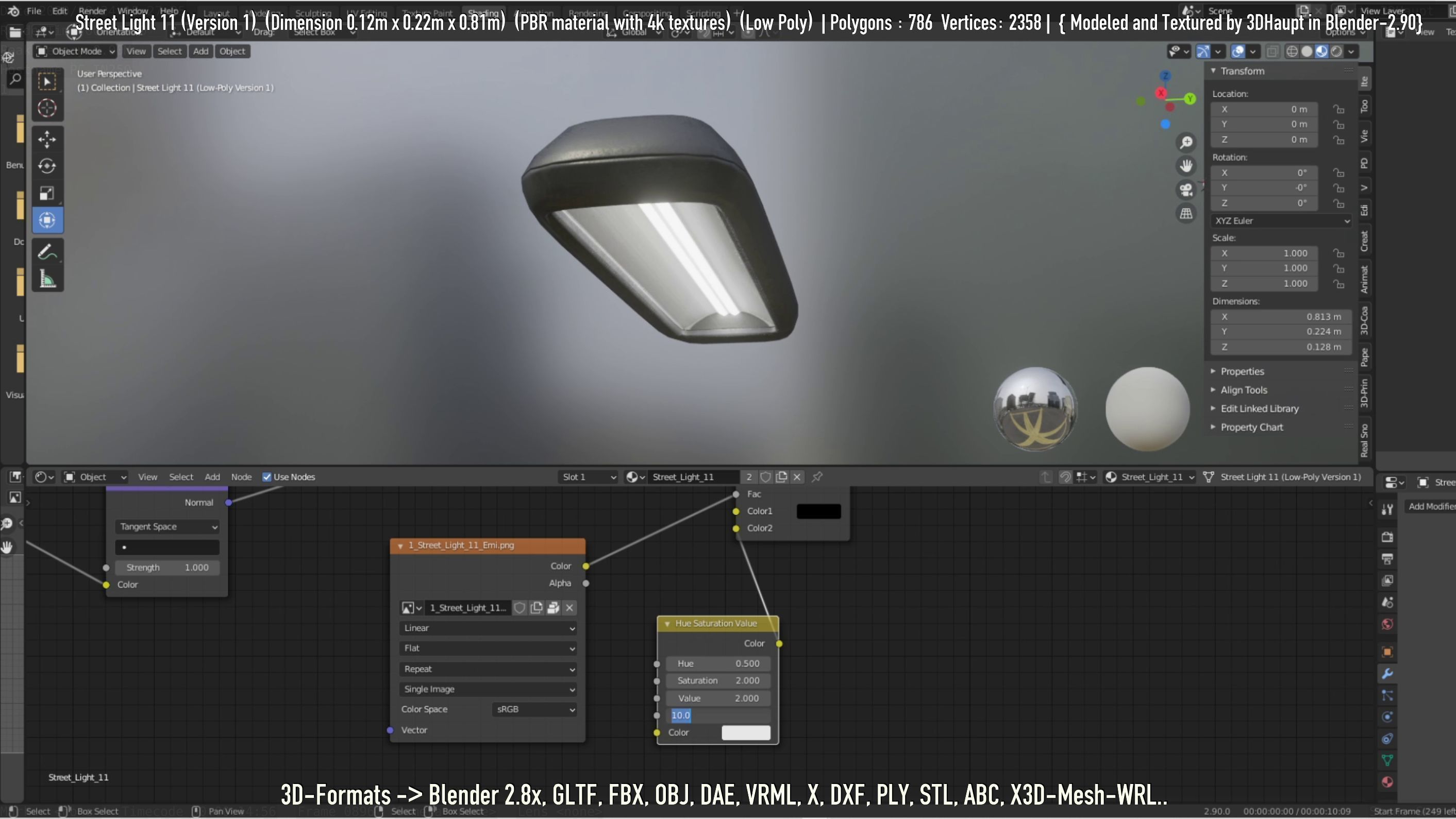 Street Light -11- Low-Poly Version -1- Low-poly 3D model_13