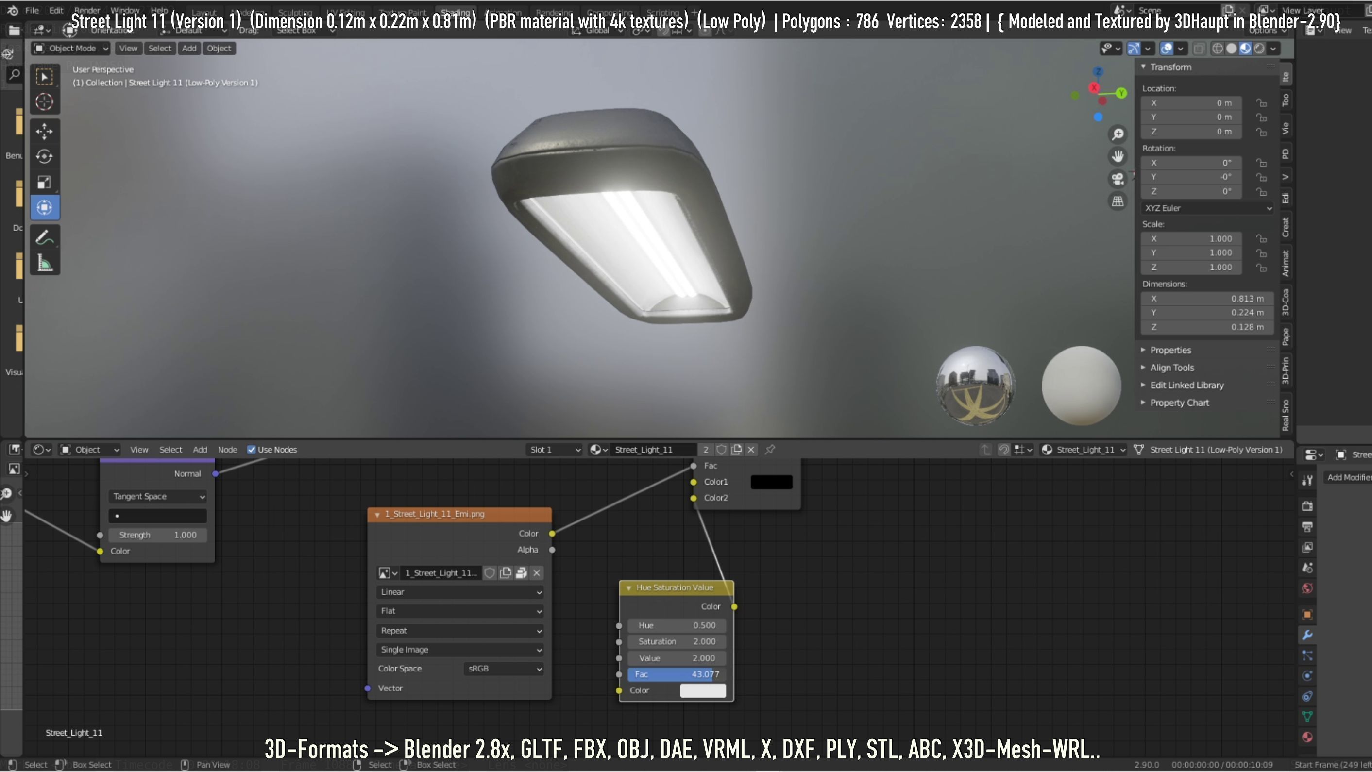 Street Light -11- Low-Poly Version -1- Low-poly 3D model_14