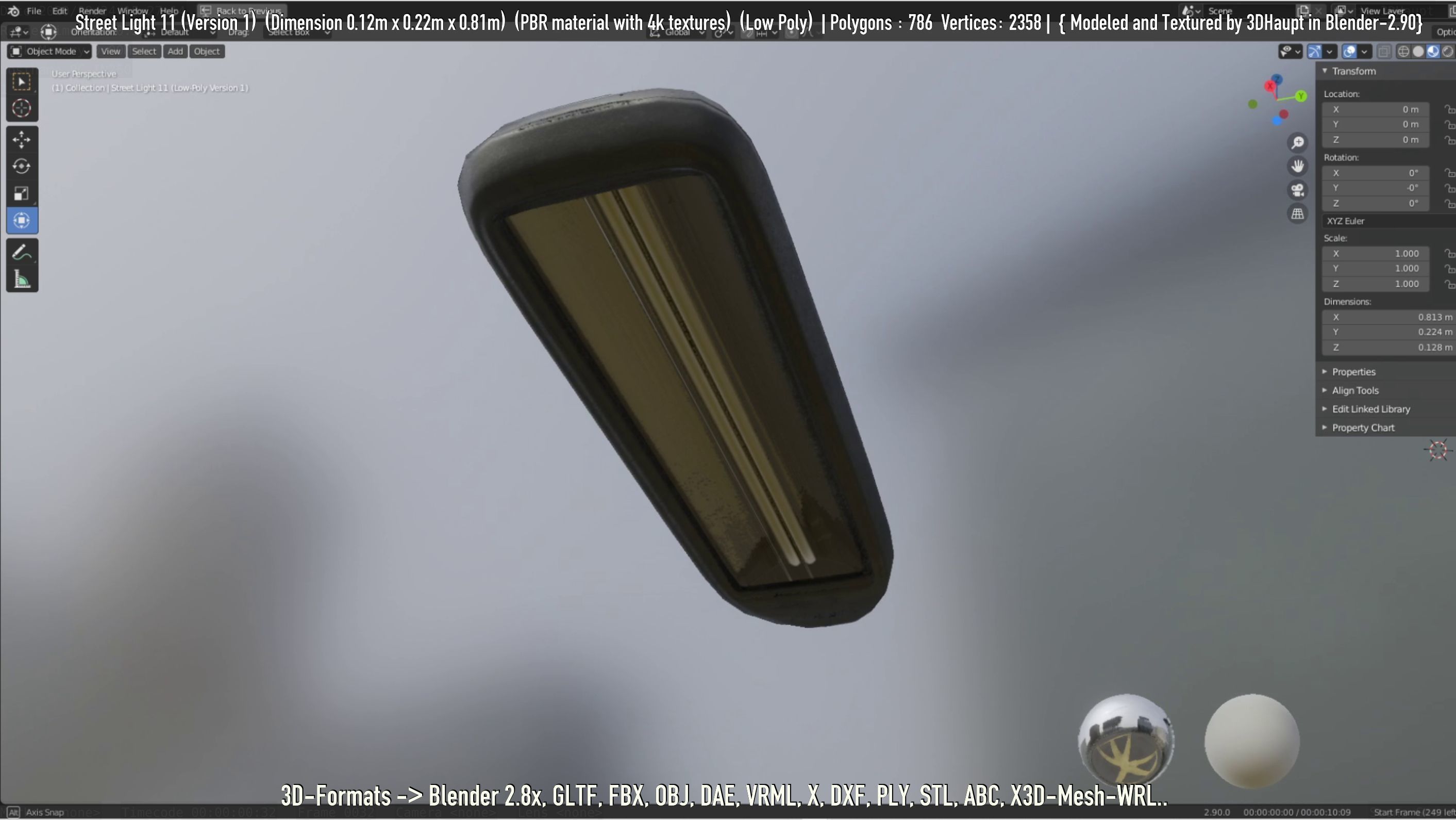 Street Light -11- Low-Poly Version -1- Low-poly 3D model_7