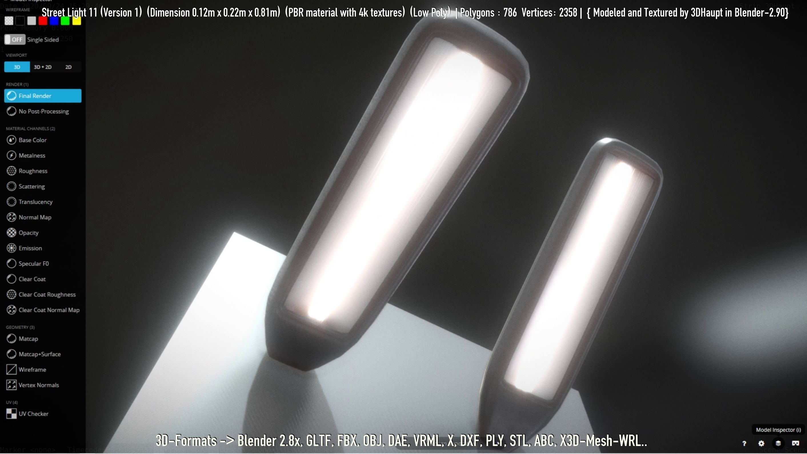 Street Light -11- Low-Poly Version -1- Low-poly 3D model_29