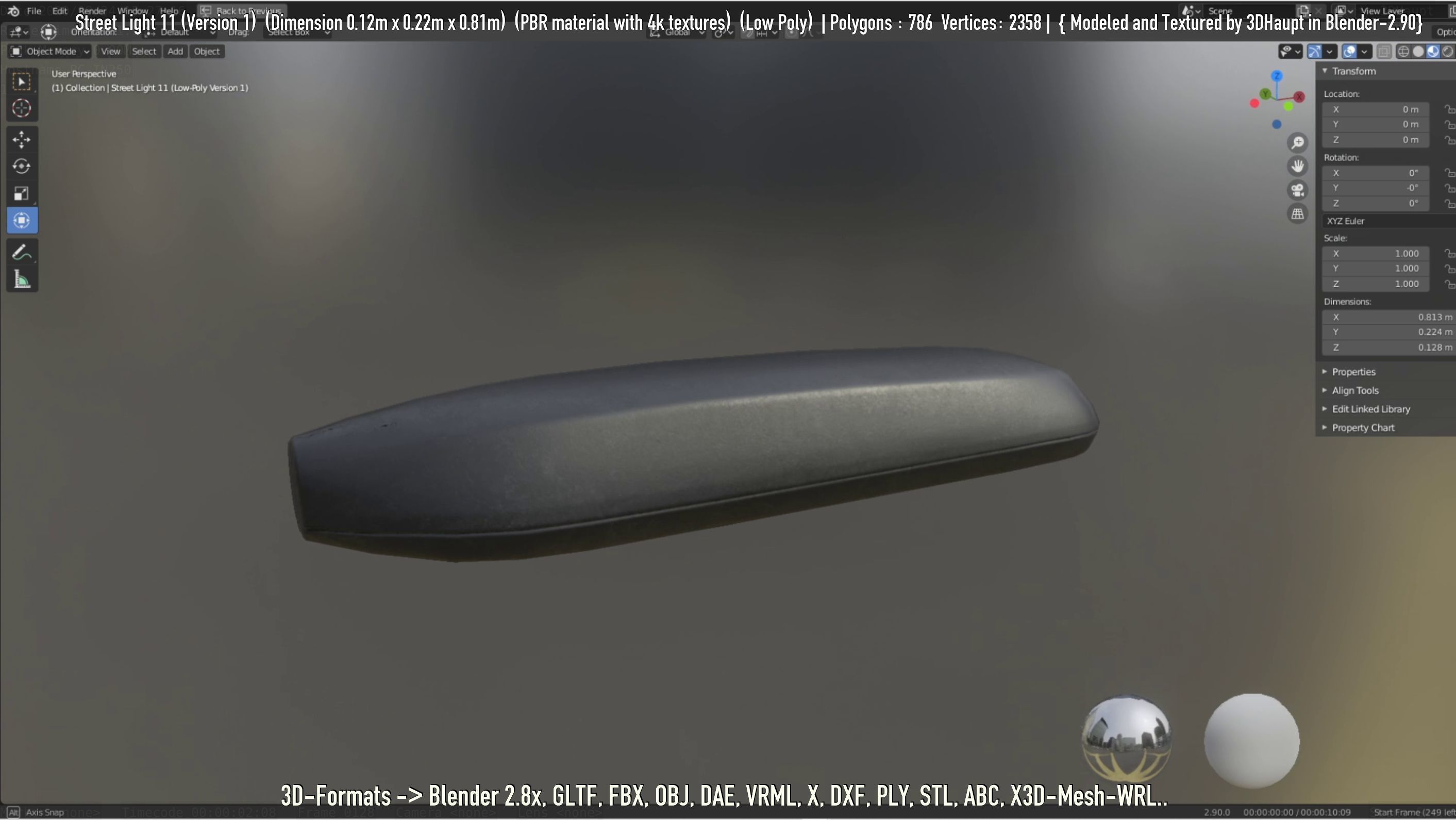 Street Light -11- Low-Poly Version -1- Low-poly 3D model_9