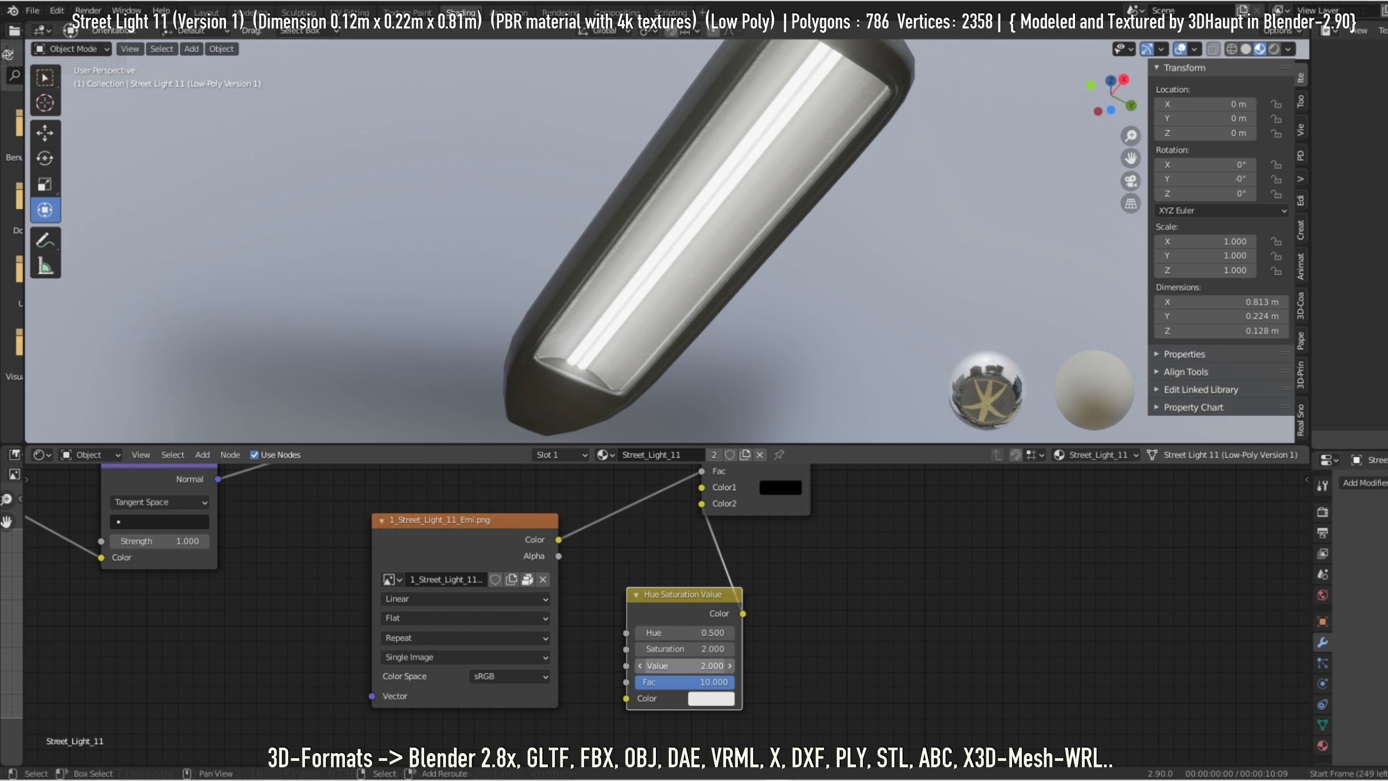 Street Light -11- Low-Poly Version -1- Low-poly 3D model_4