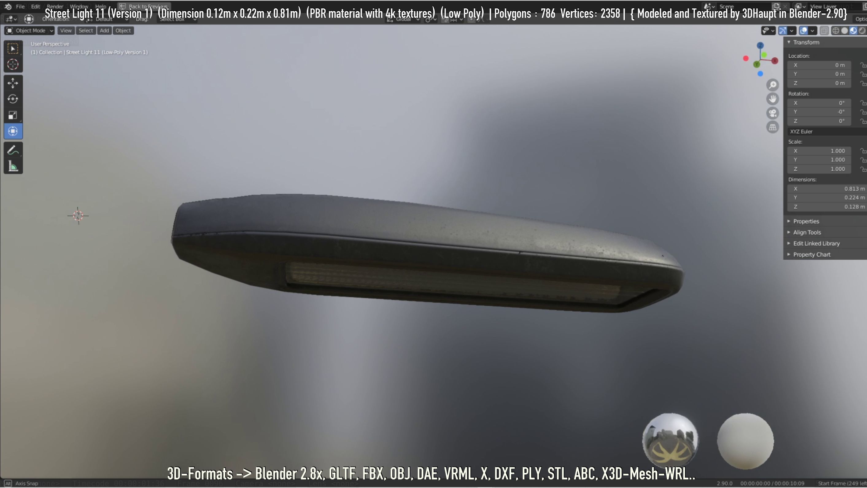 Street Light -11- Low-Poly Version -1- Low-poly 3D model_8