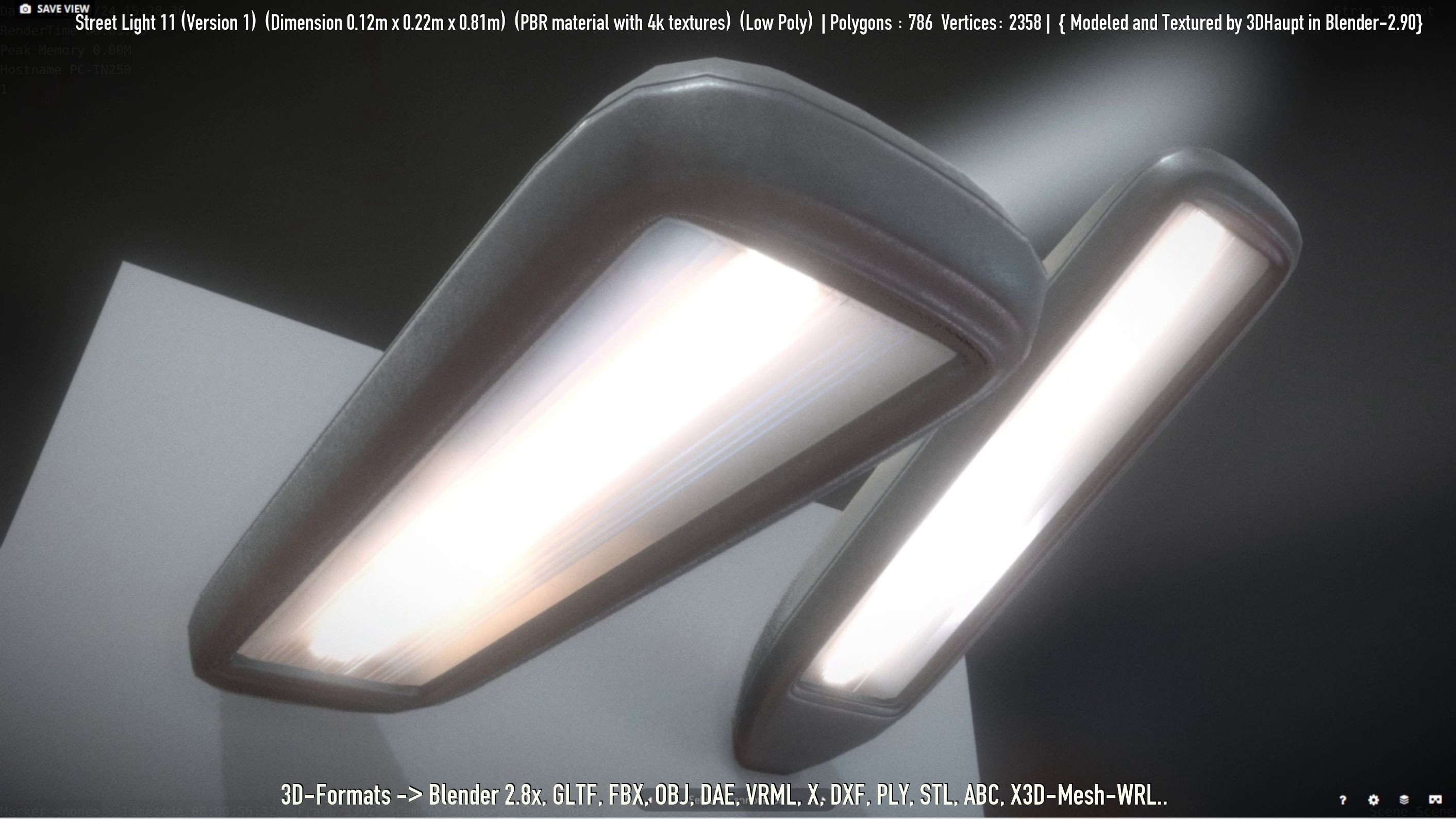 Street Light -11- Low-Poly Version -1- Low-poly 3D model_3