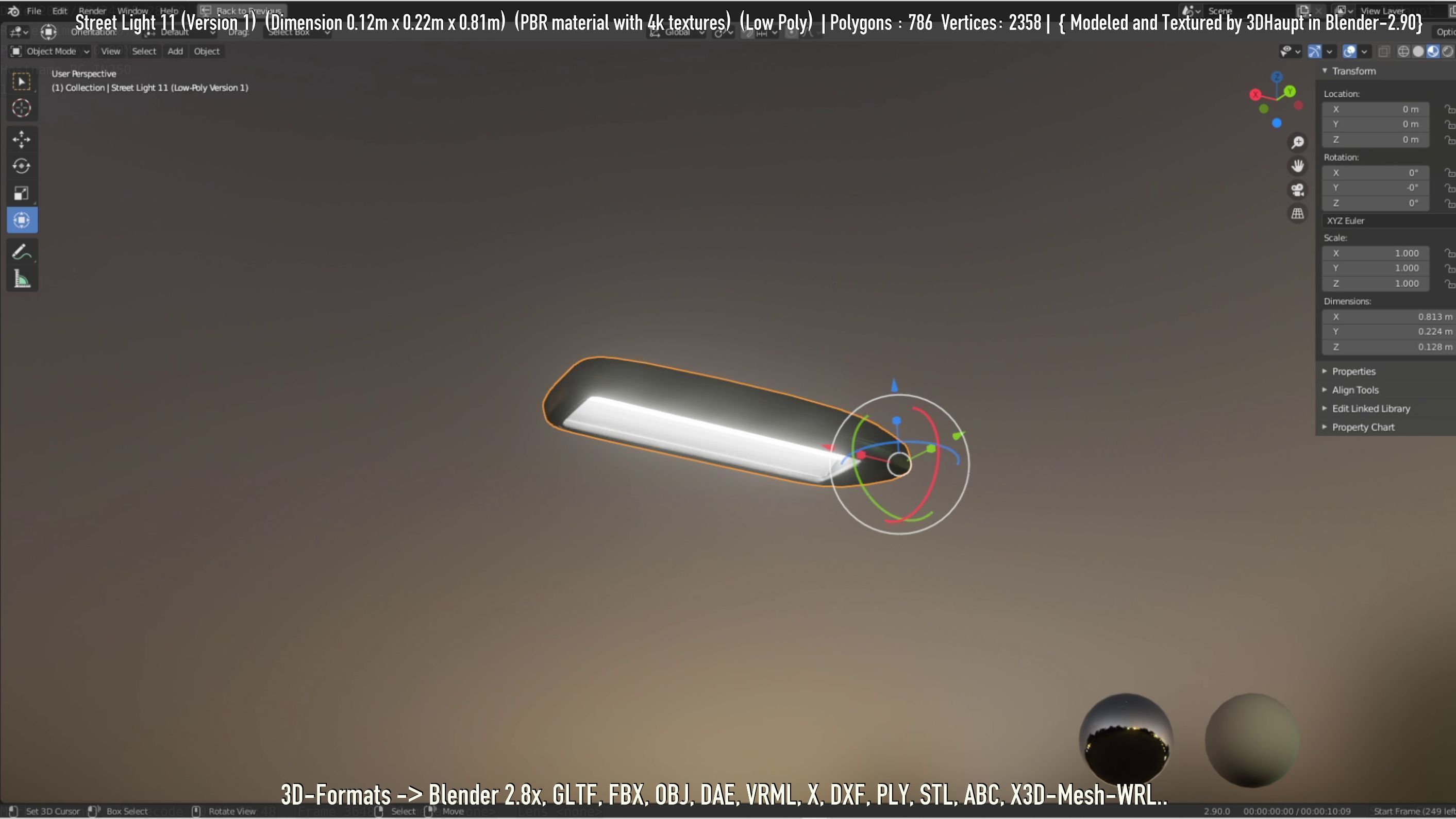 Street Light -11- Low-Poly Version -1- Low-poly 3D model_24