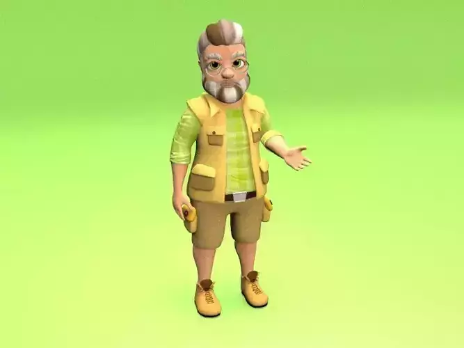 cartoon archeolog Low-poly 3D model