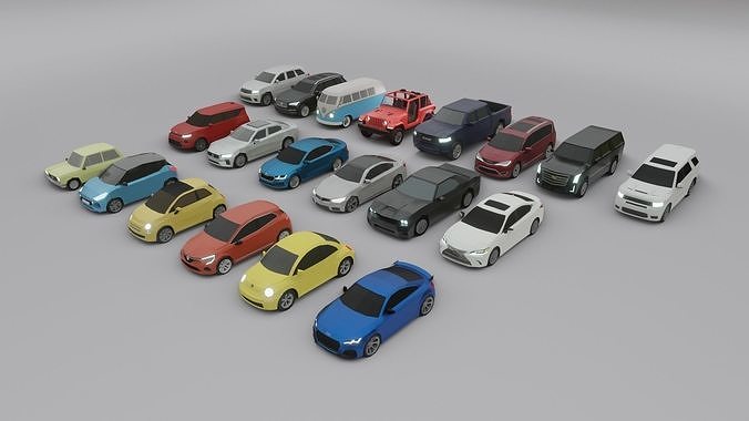 low-poly car pack - 20 cars Low-poly 3D model