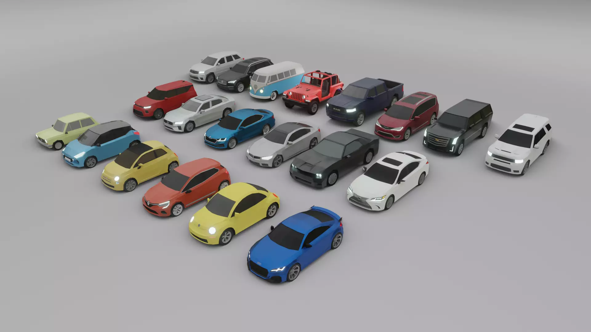 low-poly car pack - 20 cars Low-poly 3D model_0