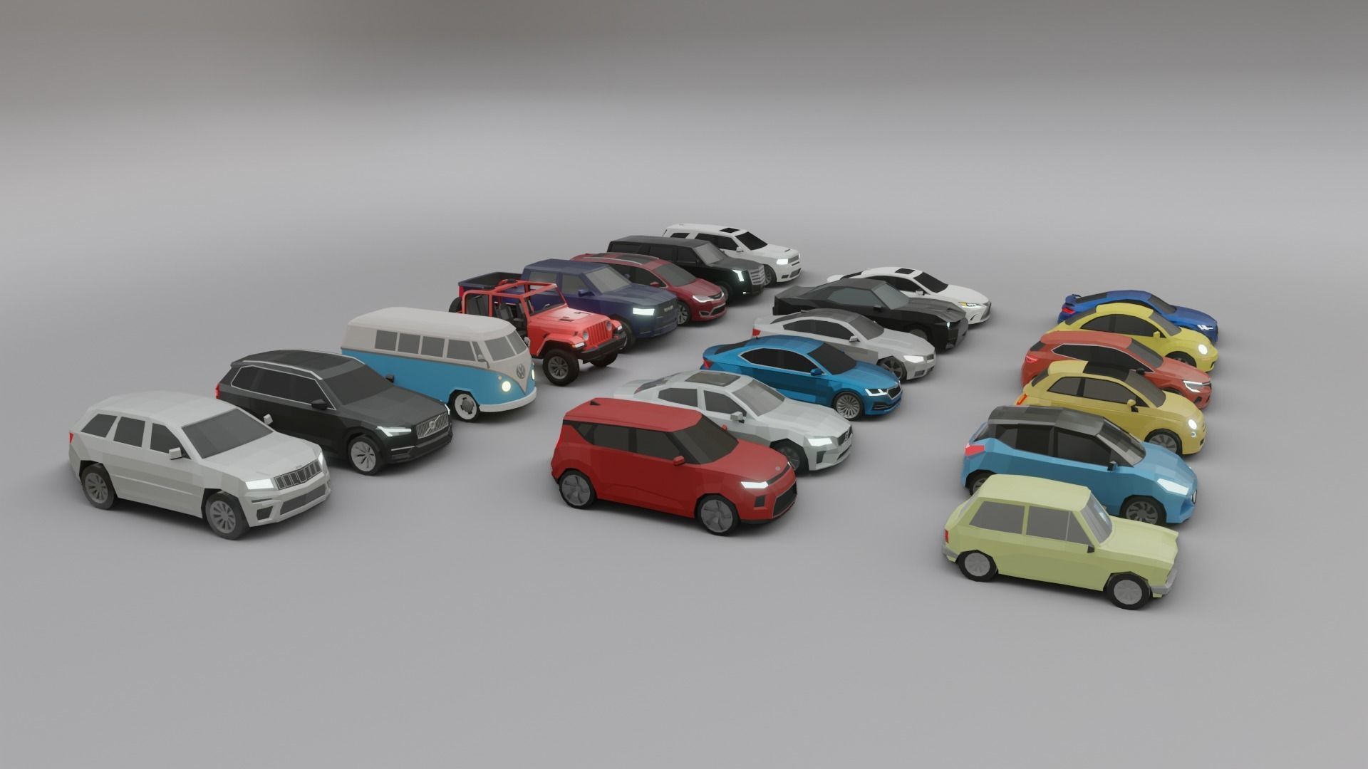 low-poly car pack - 20 cars Low-poly 3D model_2