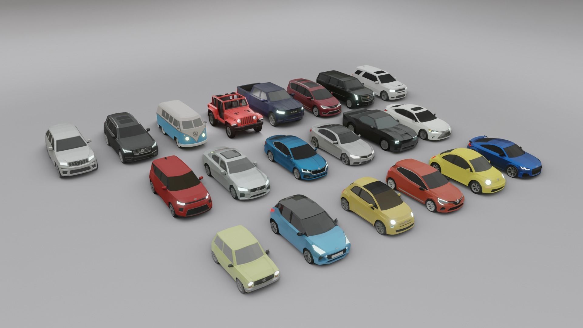 low-poly car pack - 20 cars Low-poly 3D model_1