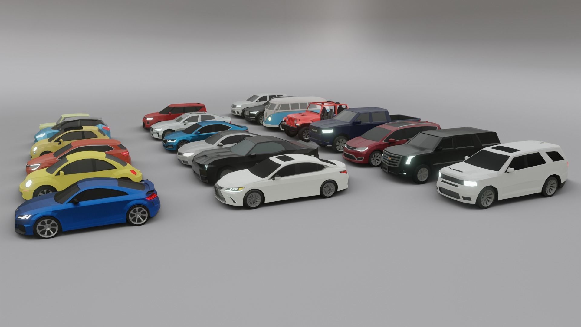 low-poly car pack - 20 cars Low-poly 3D model_3