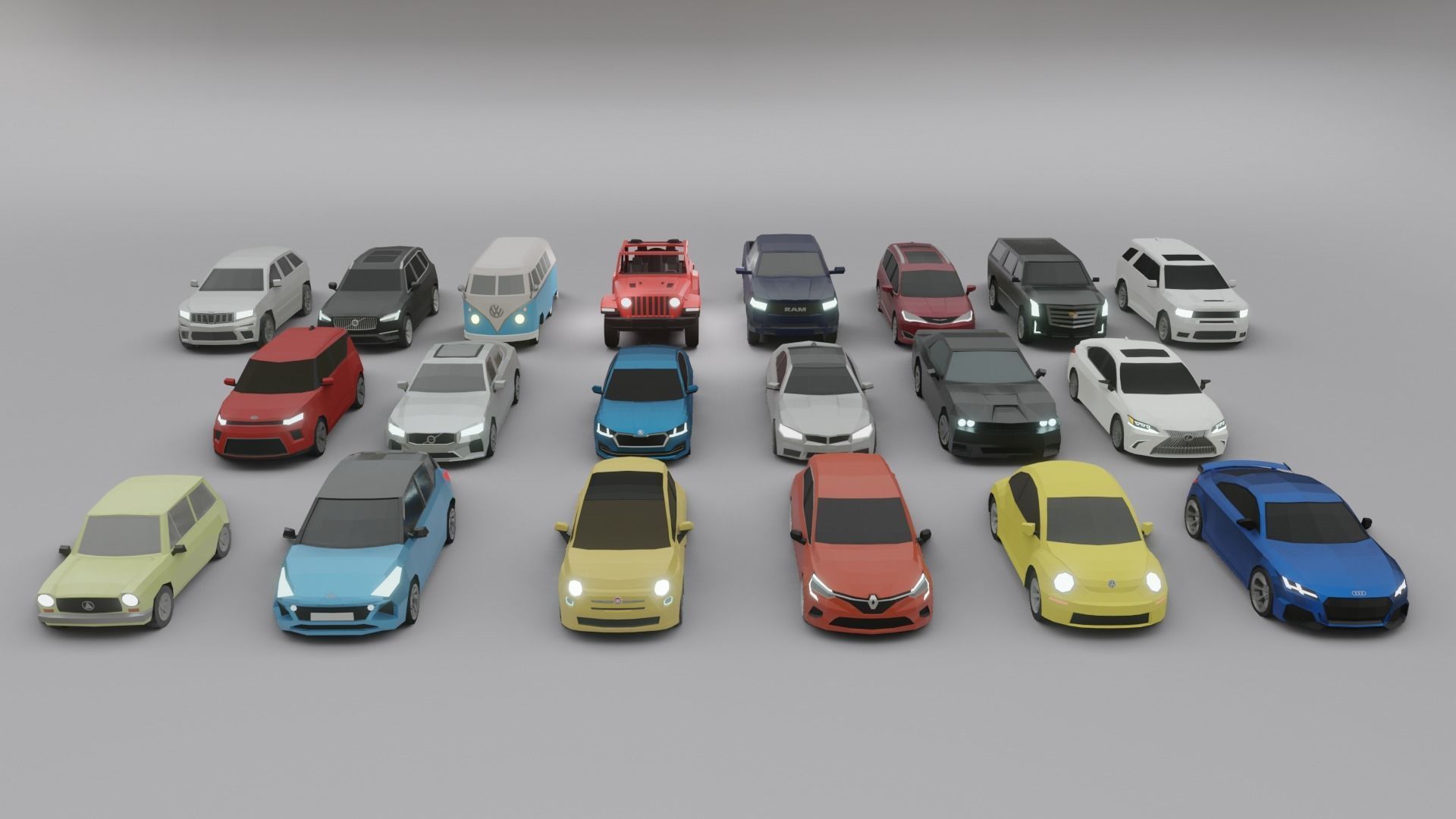 low-poly car pack - 20 cars Low-poly 3D model_7
