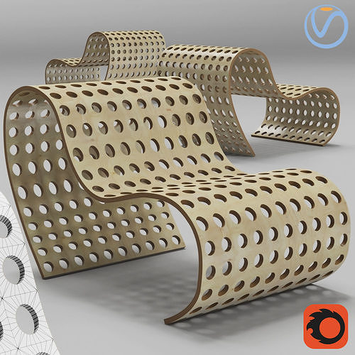 Chair wood Free 3D model