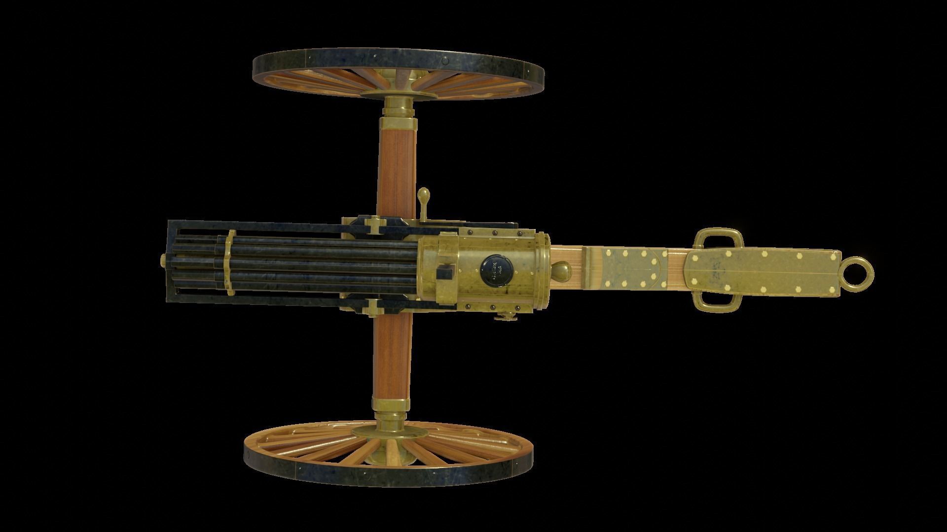 Gatling Gun Low-poly 3D model_10