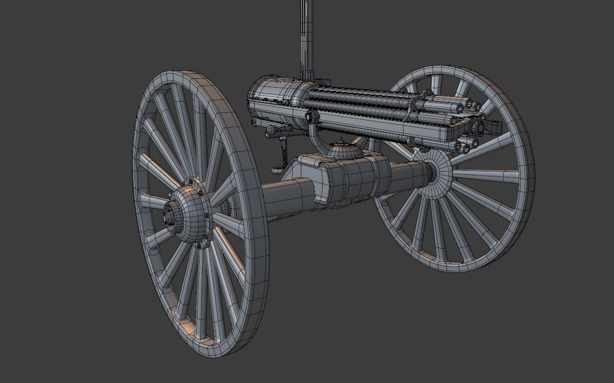 Gatling Gun Low-poly 3D model_15