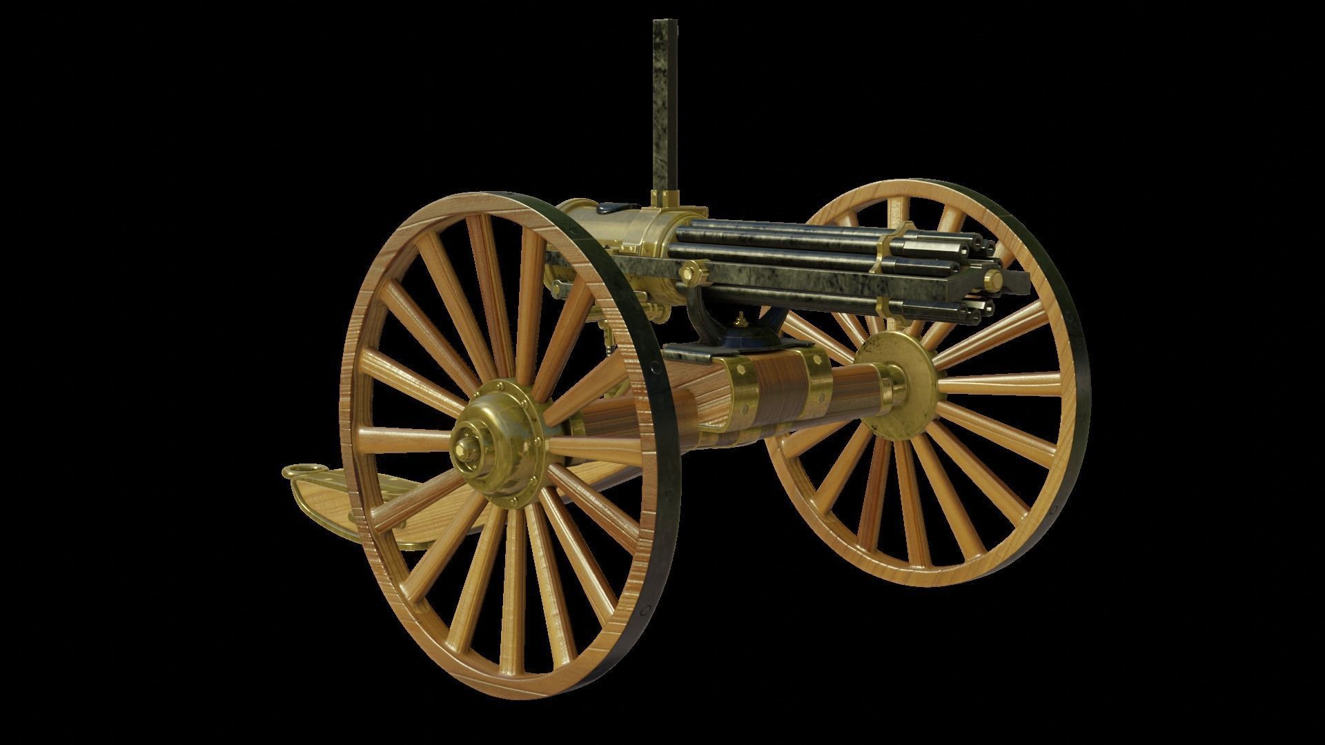 Gatling Gun Low-poly 3D model_4