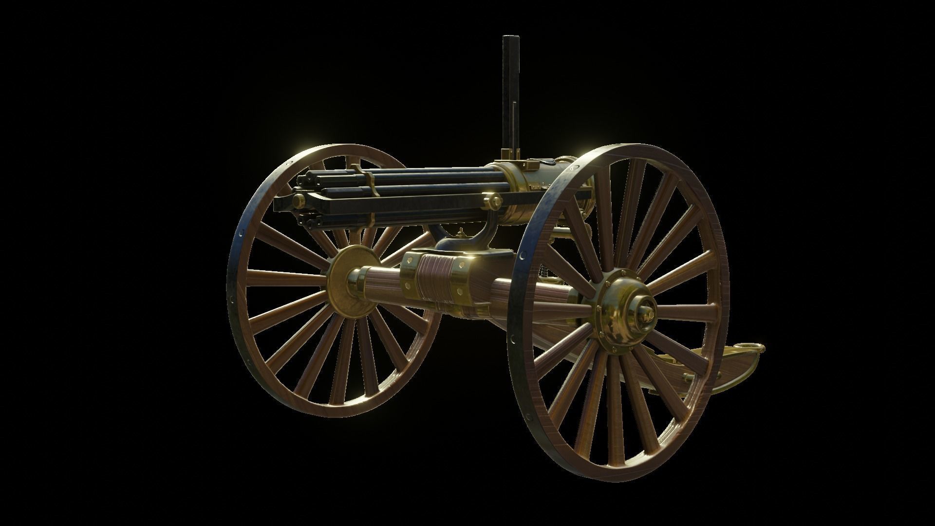 Gatling Gun Low-poly 3D model_5