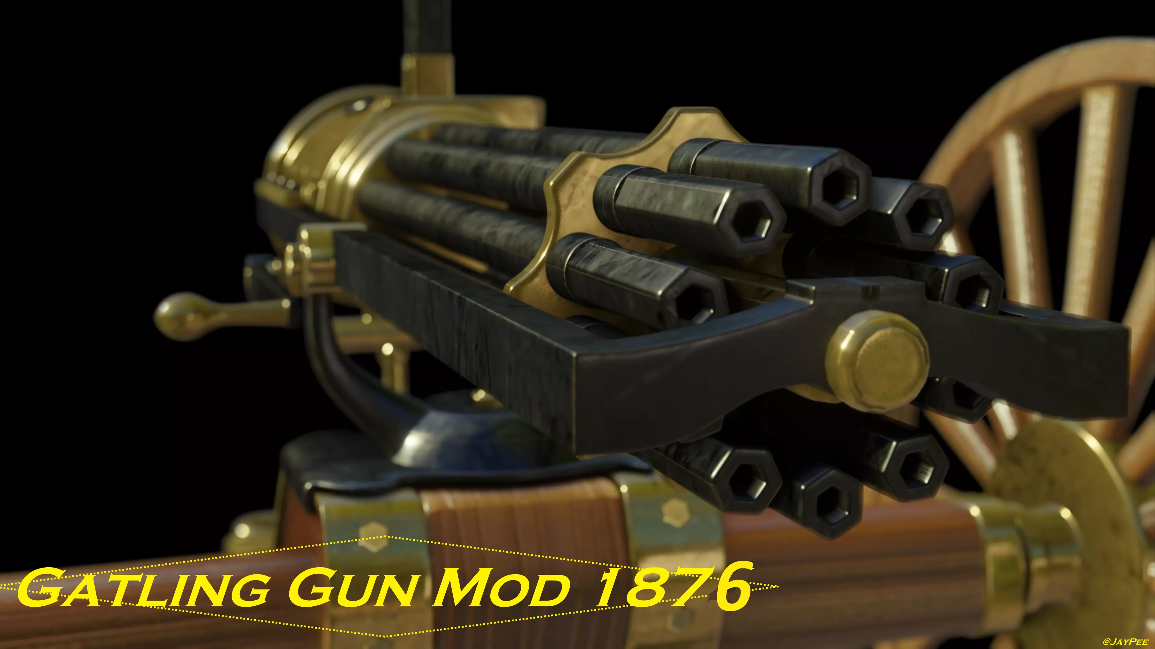 Gatling Gun Low-poly 3D model_0