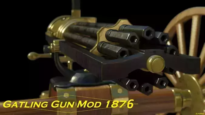 Gatling Gun Low-poly 3D model