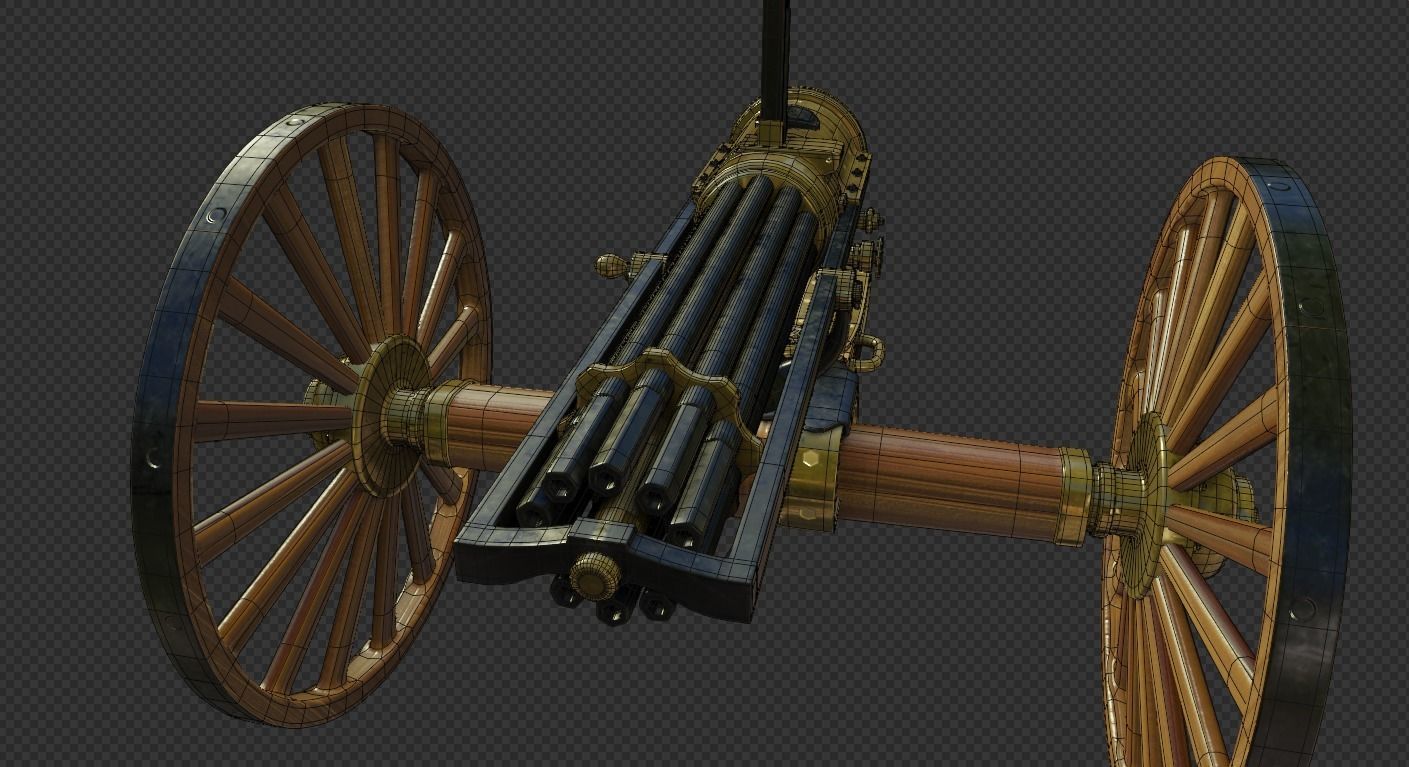 Gatling Gun Low-poly 3D model_2