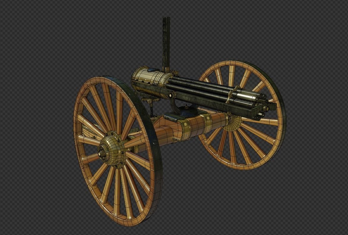 Gatling Gun Low-poly 3D model_8