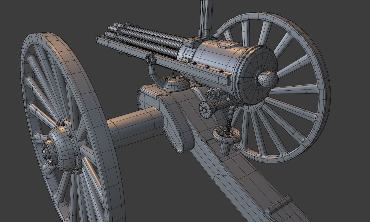 Gatling Gun Low-poly 3D model_14
