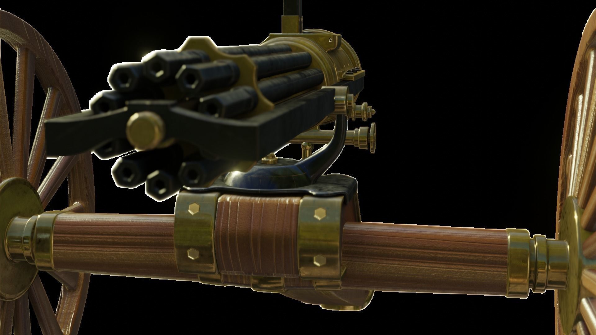 Gatling Gun Low-poly 3D model_7