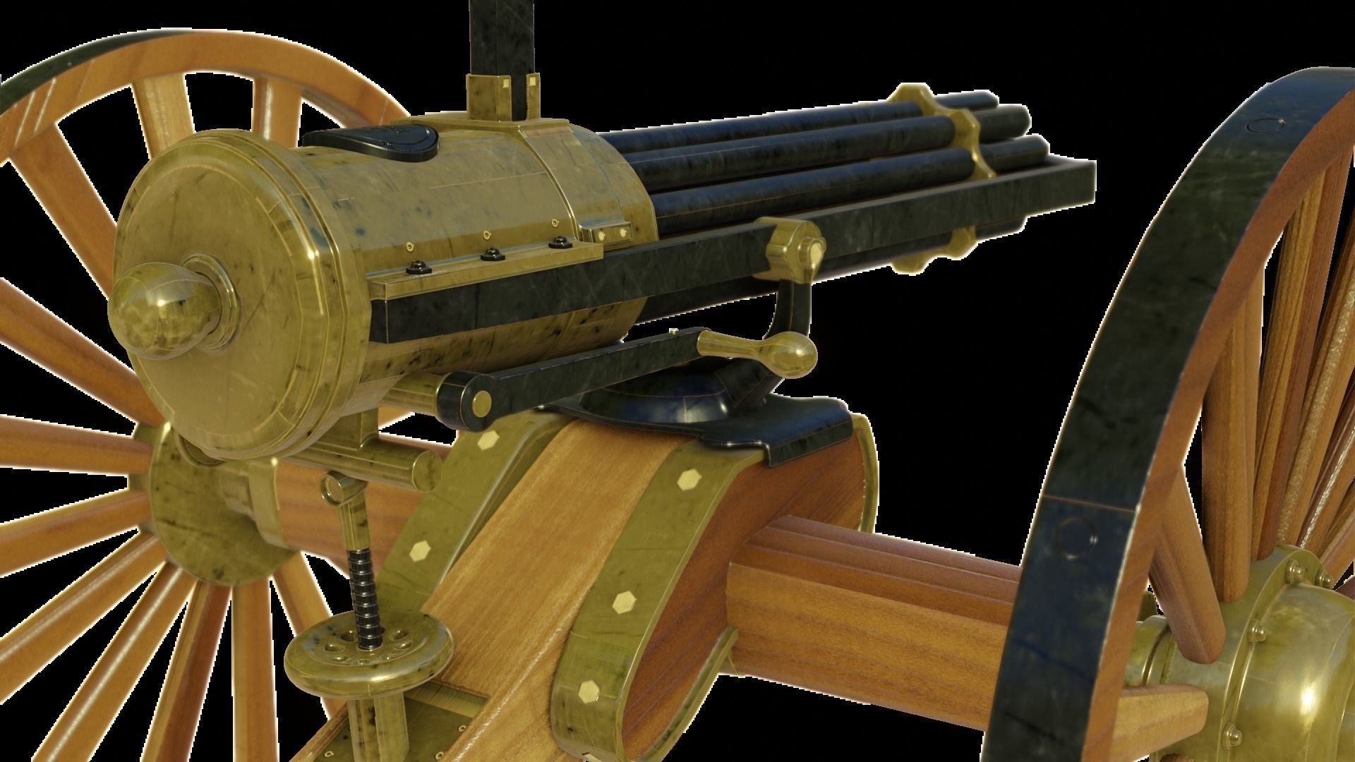 Gatling Gun Low-poly 3D model_12