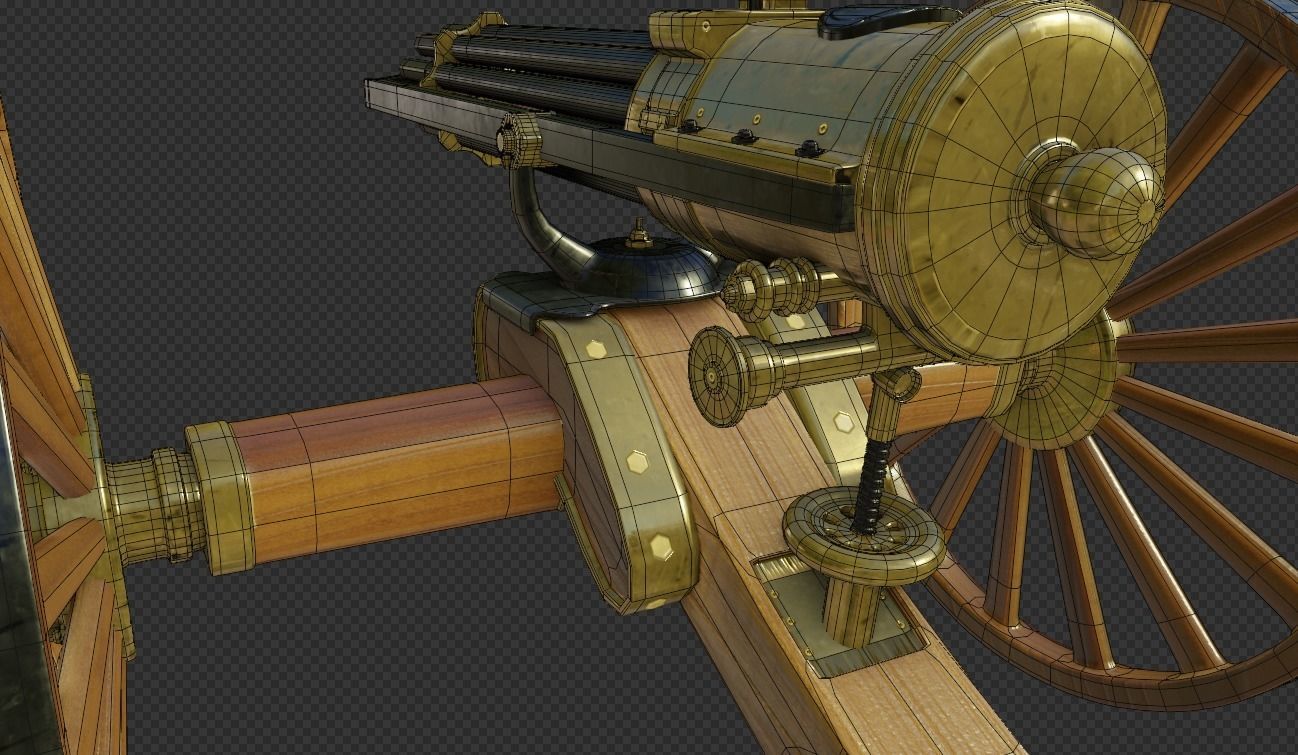 Gatling Gun Low-poly 3D model_9