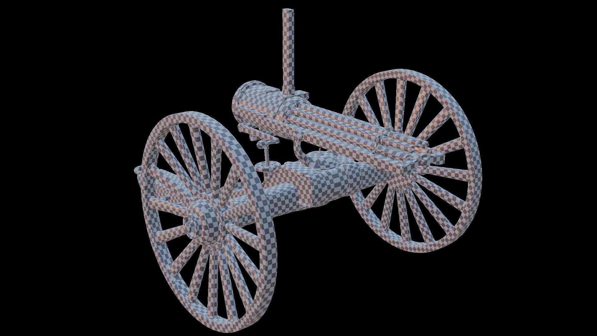 Gatling Gun Low-poly 3D model_13