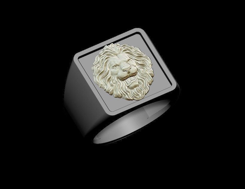 Lion ring 3D print model_2