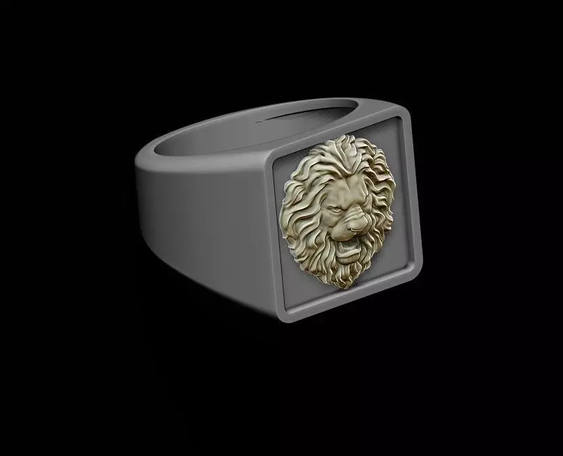 Lion ring 3D print model_0